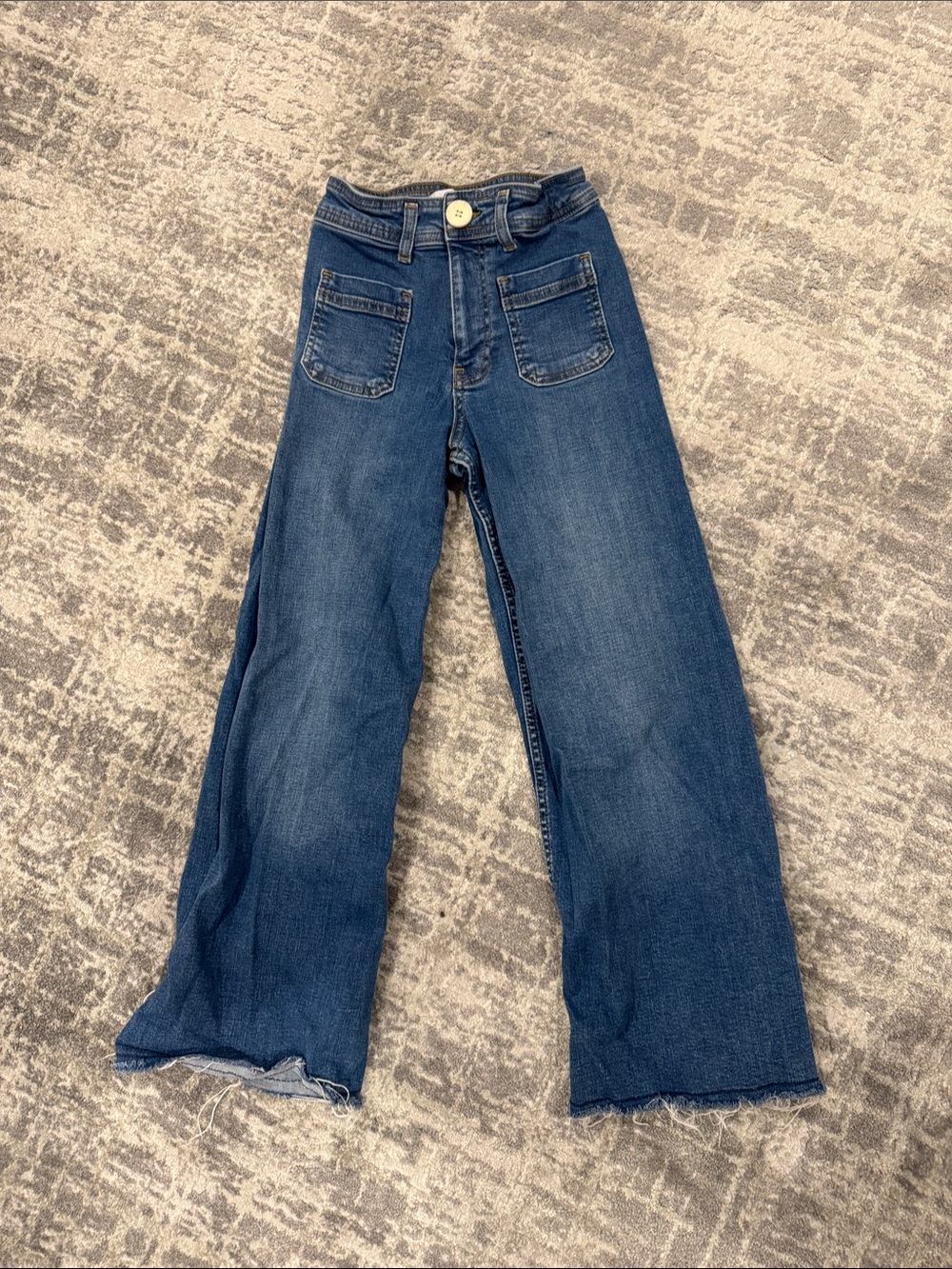 Zara Kids Dark Blue Wide-Leg Jeans with Front Patch Pockets